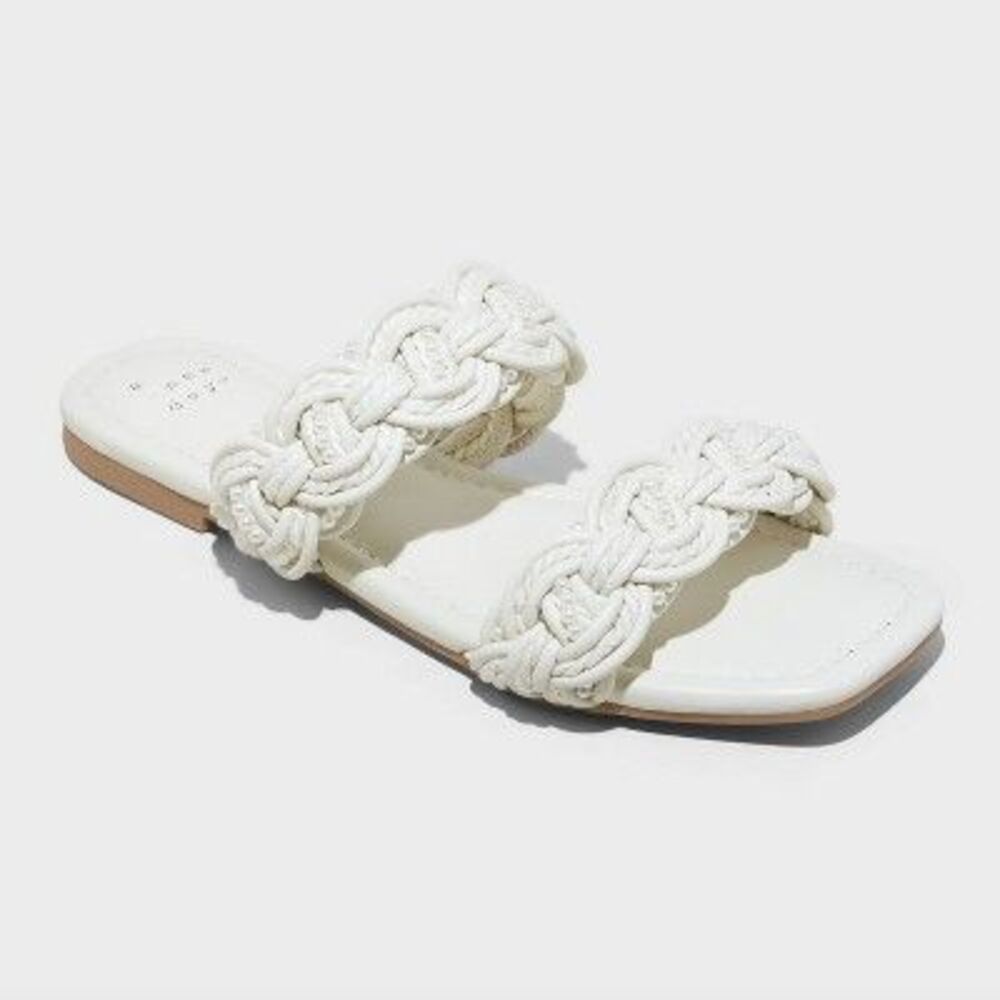 Women's Sarafina Woven Two-Band Slide Sandals with Memory Foam Insole - A N
